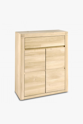 Hoher Schuhschrank Eiche Bianco massiv mit Schublade